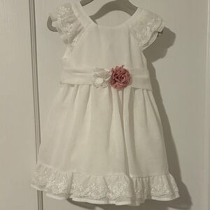 Mayoral White Formal Dress with Pink Flower Accent